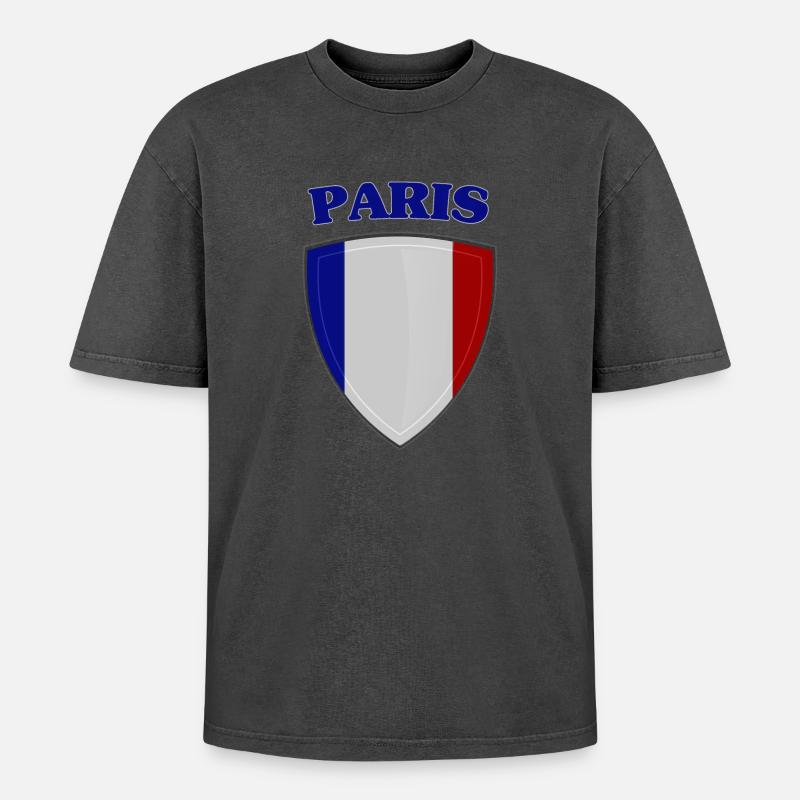 Paris - Oversized Unisex Premium Acid-Washed T-Shirt - Schwarz Acid Wash