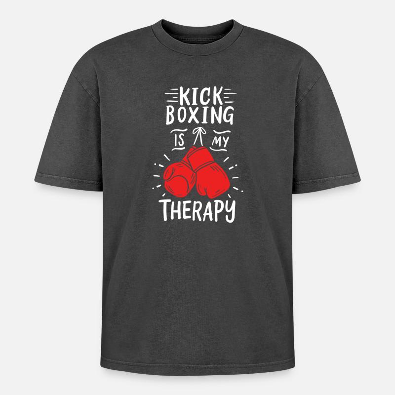 Kickboxen Kickboxer - Oversized Unisex Premium Acid-Washed T-Shirt - Schwarz Acid Wash