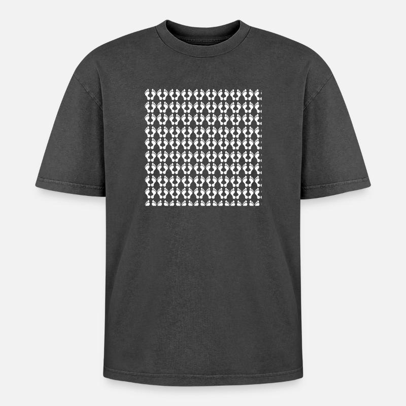 customized, feet pattern - Oversized Unisex Premium Acid-Washed T-Shirt - acid washed black