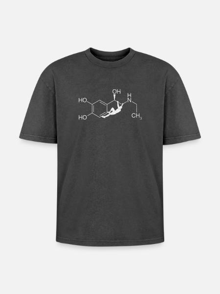 Adrenalin – Klettern auf Molekülebene - Oversized Unisex Premium Acid-Washed T-Shirt - Schwarz Acid Wash