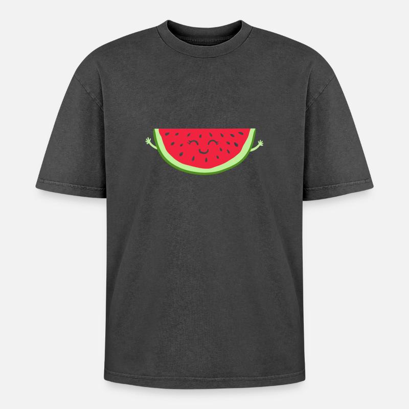 Pastèque - T-shirt Premium unisexe oversize acid-washed - noir délavé acide