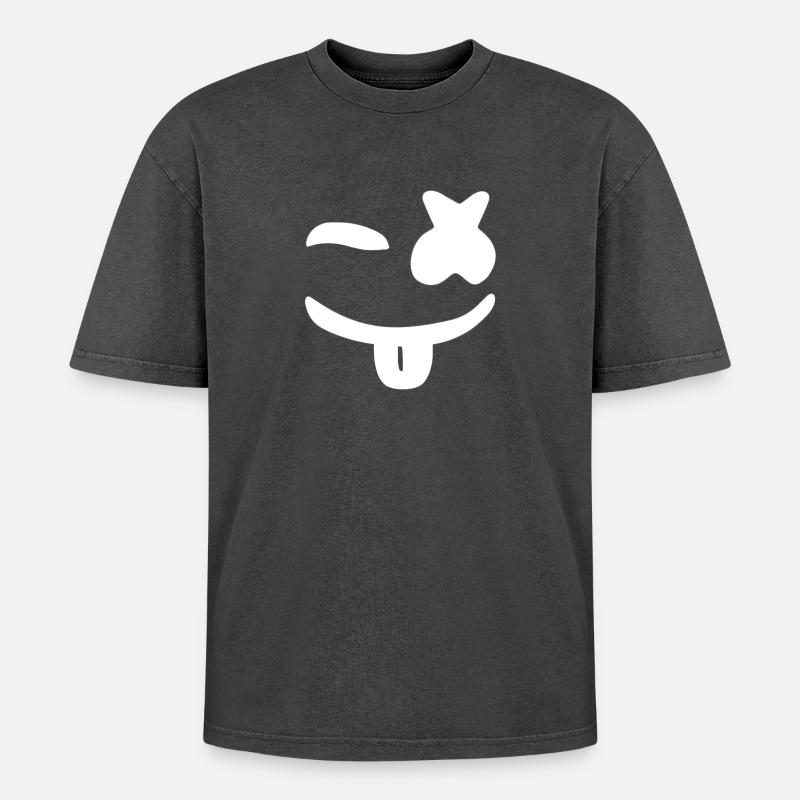 Marshmello - Oversized Unisex Premium Acid-Washed T-Shirt - Schwarz Acid Wash