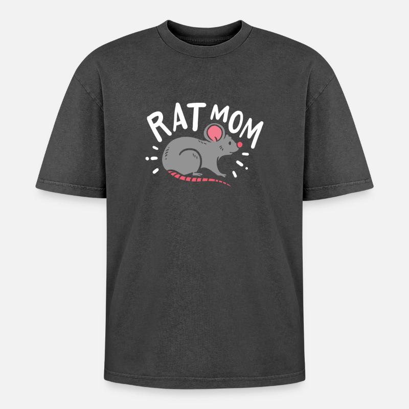 Ratte - Oversized Unisex Premium Acid-Washed T-Shirt - Schwarz Acid Wash
