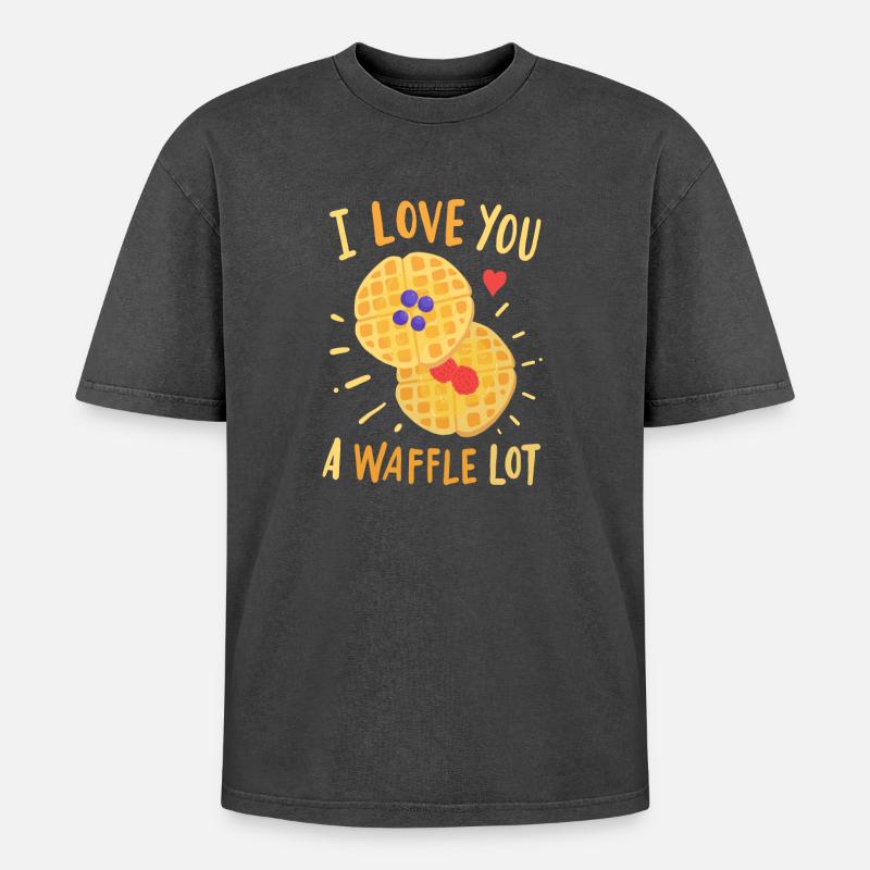 Waffeln Waffelbäcker - Oversized Unisex Premium Acid-Washed T-Shirt - Schwarz Acid Wash