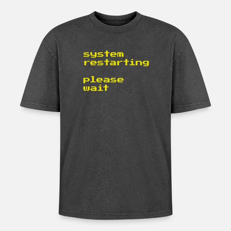 System restarting - Oversized Unisex Premium Acid-Washed T-Shirt - Schwarz Acid Wash