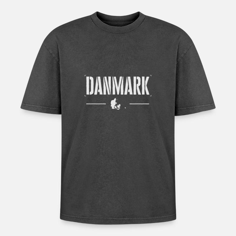Danmark - Oversized Unisex Premium Acid-Washed T-Shirt - acid washed black