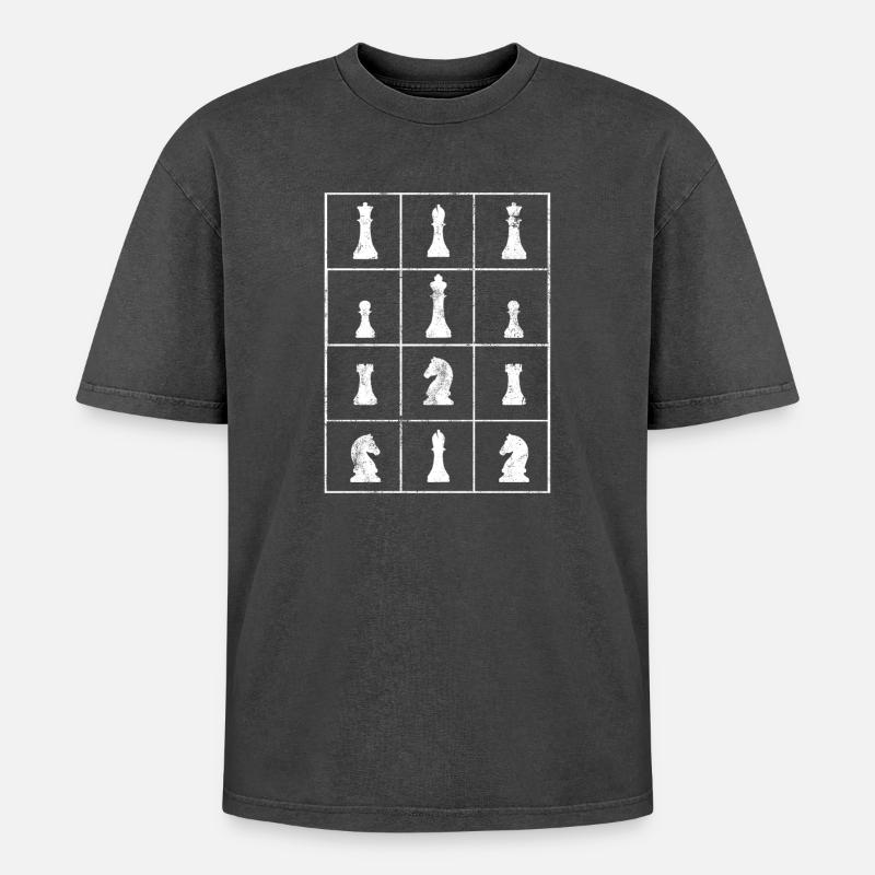 Chess Chessboard Chess Player - Oversized Unisex Premium Acid-Washed T-Shirt - acid washed black