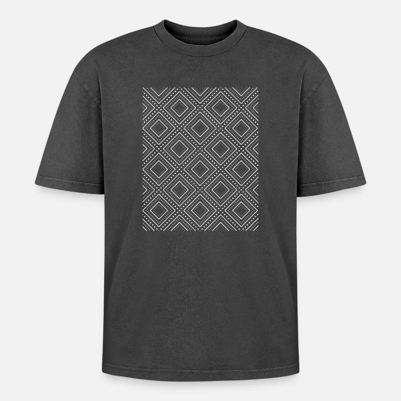White check pattern - Kook Art - Oversized Unisex Premium Acid-Washed T-Shirt - acid washed black