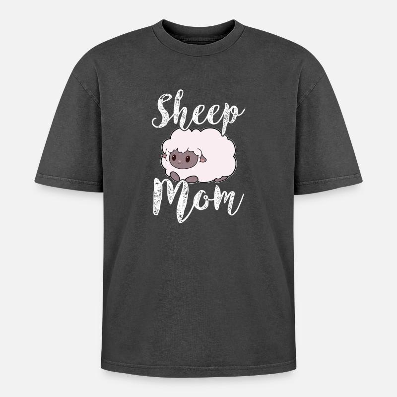 Schaf Schafe Mama Mutter - Oversized Unisex Premium Acid-Washed T-Shirt - Schwarz Acid Wash