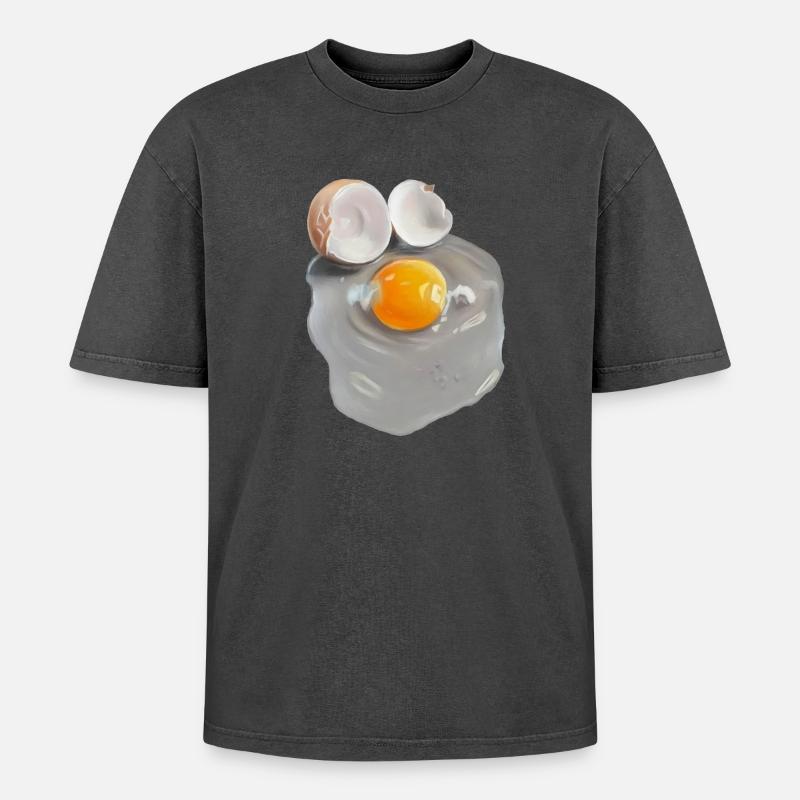 Eierbild im Grau-Abstrakt - Oversized Unisex Premium Acid-Washed T-Shirt - Schwarz Acid Wash