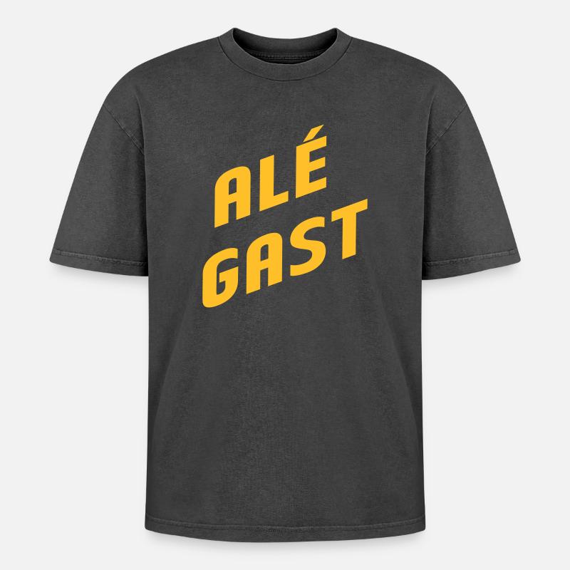 Alé Gast - Antwerpener Dialekt - Oversized Unisex Premium Acid-Washed T-Shirt - Schwarz Acid Wash