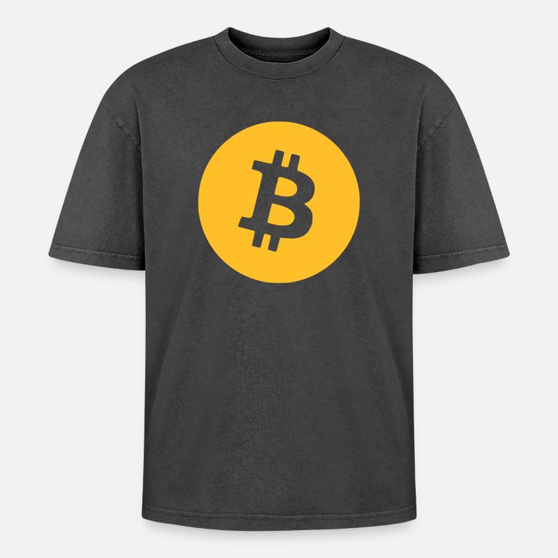 Bitcoin (Englisch) - Oversized Unisex Premium Acid-Washed T-Shirt - Schwarz Acid Wash