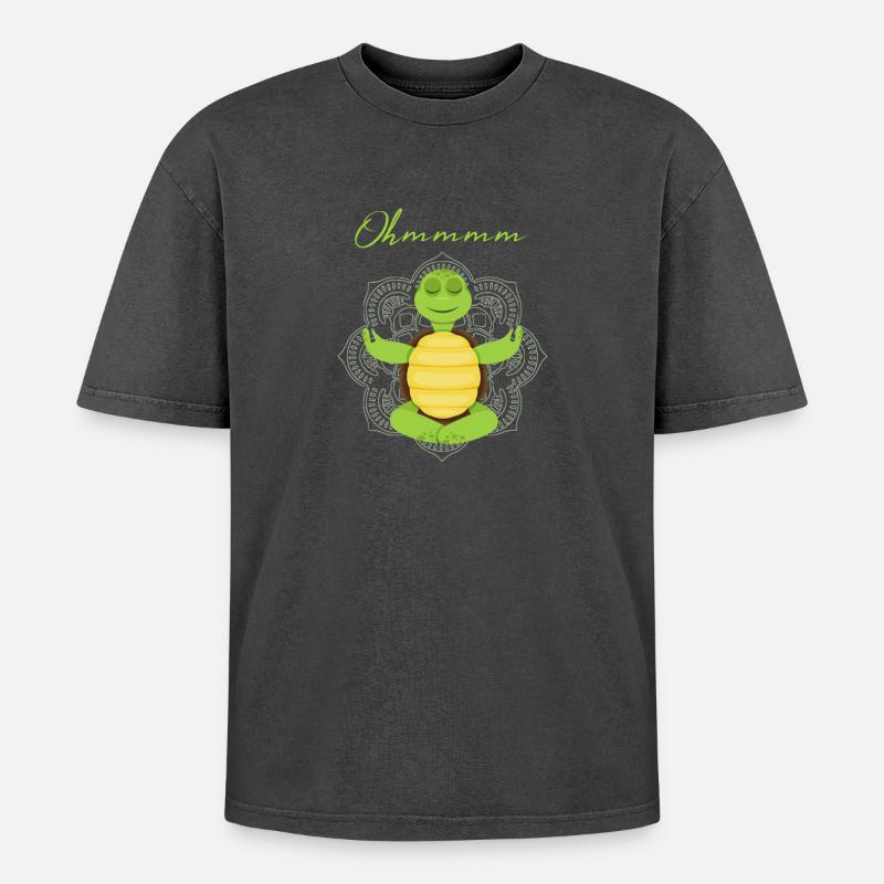 turtle - Oversized Unisex Premium Acid-Washed T-Shirt - acid washed black