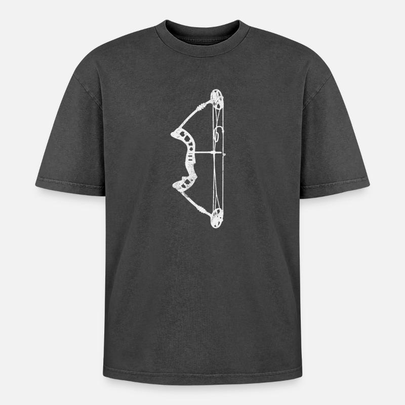 Bogenschießen Bogen Bogenschütze - Oversized Unisex Premium Acid-Washed T-Shirt - Schwarz Acid Wash