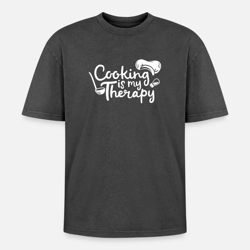 Cuisson Cuisinier Cuisinier - T-shirt Premium unisexe oversize acid-washed - noir délavé acide
