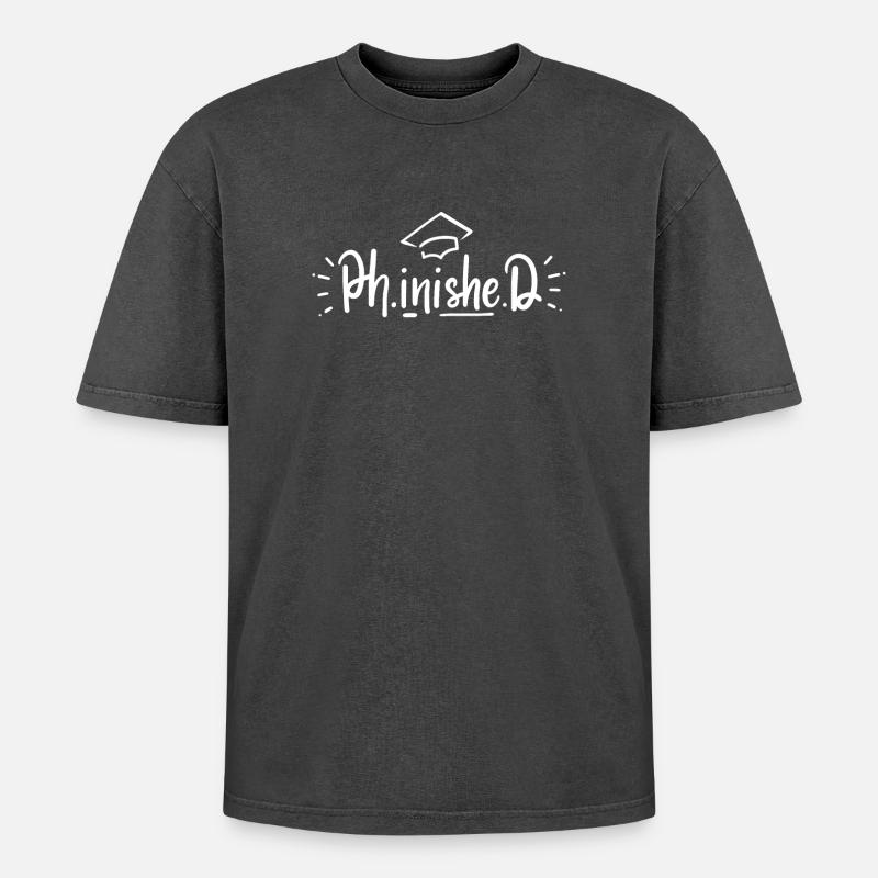 PhD Doktorat Abschluss - Oversized Unisex Premium Acid-Washed T-Shirt - Schwarz Acid Wash