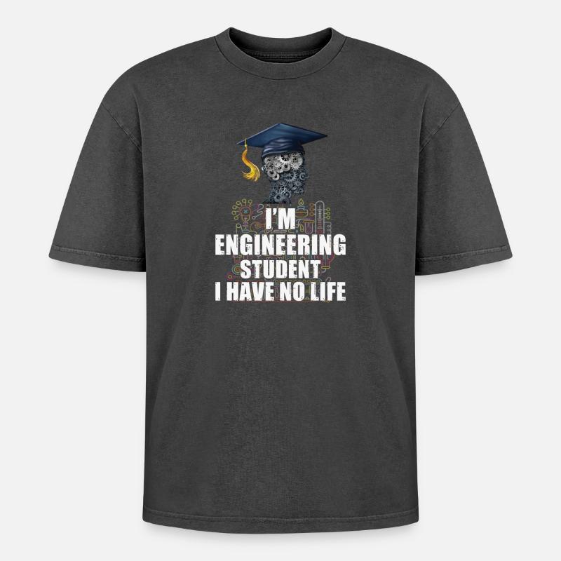 Engineer Student - Oversized Unisex Premium Acid-Washed T-Shirt - acid washed black