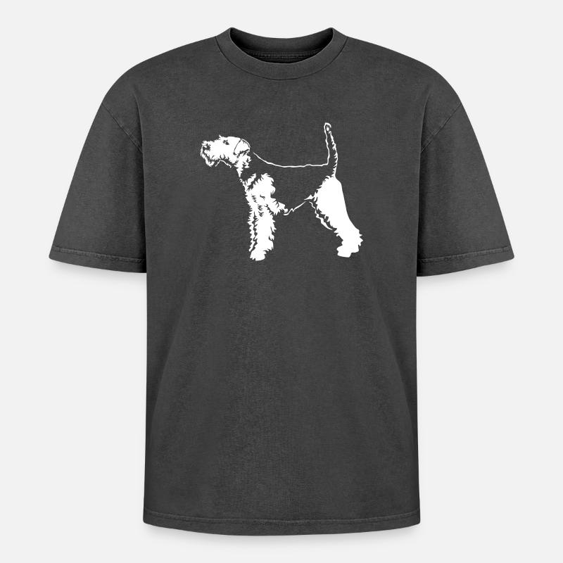 Welsh Terrier "Black Edition" - Oversized Unisex Premium Acid-Washed T-Shirt - Schwarz Acid Wash