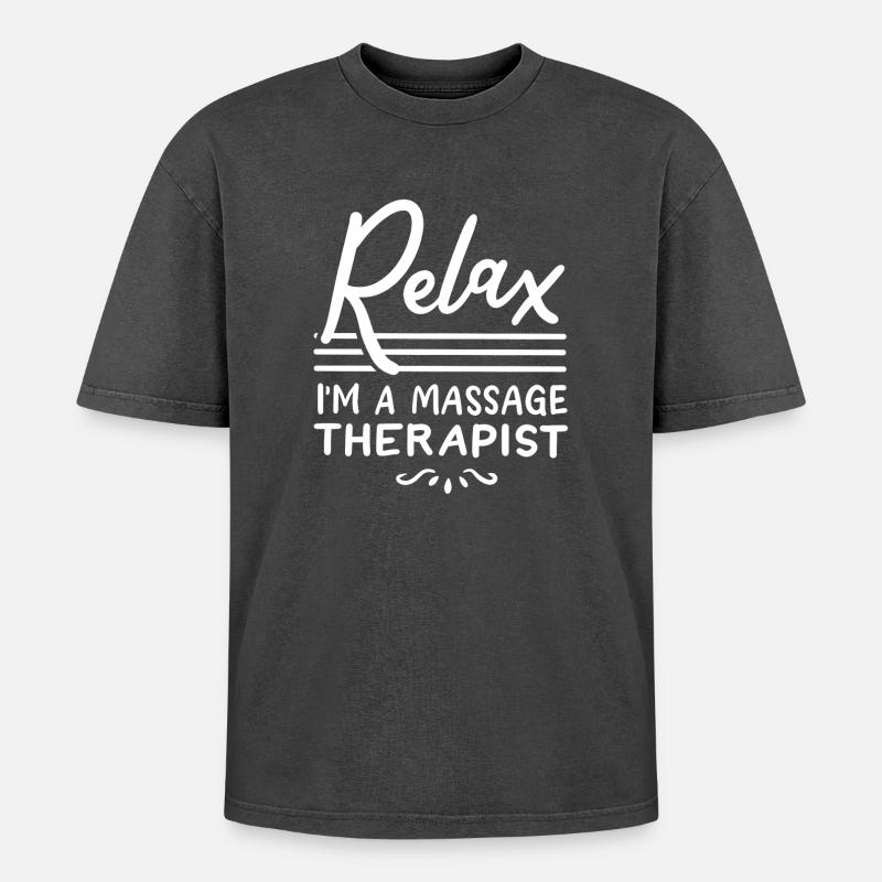 Massagetherapeut Massagetherapie - Oversized Unisex Premium Acid-Washed T-Shirt - Schwarz Acid Wash