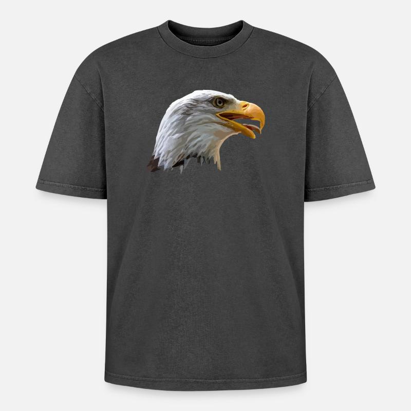 bald eagle - Oversized Unisex Premium Acid-Washed T-Shirt - acid washed black