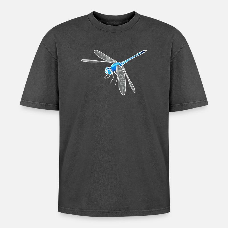 dragonfly - Oversized Unisex Premium Acid-Washed T-Shirt - acid washed black