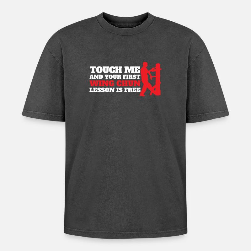 Wing Chun Chinesisch Kampfkunst - Oversized Unisex Premium Acid-Washed T-Shirt - Schwarz Acid Wash
