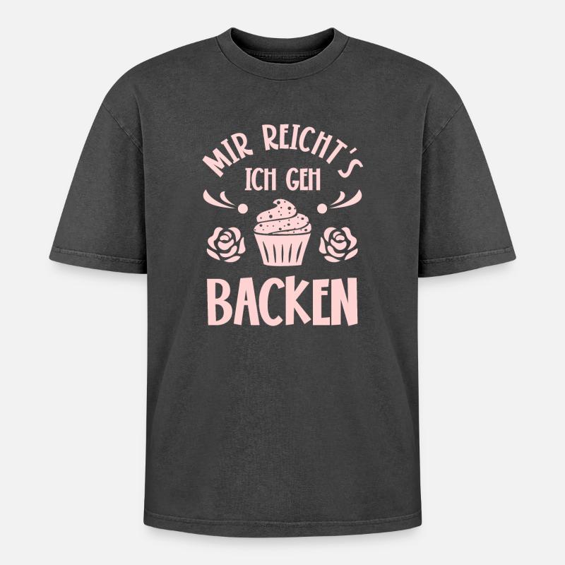 Backen Bäcker Bäckerin - Oversized Unisex Premium Acid-Washed T-Shirt - Schwarz Acid Wash