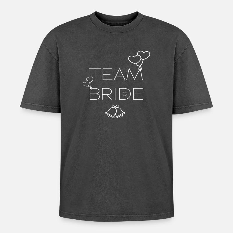 TEAM BRAUT - TEAM BRIDE - Oversized Unisex Premium Acid-Washed T-Shirt - Schwarz Acid Wash