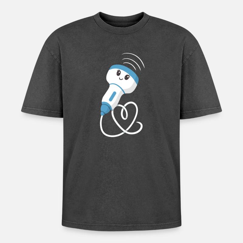 Sonograph Ultraschalltechniker - Oversized Unisex Premium Acid-Washed T-Shirt - Schwarz Acid Wash