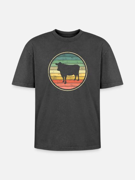 Kuh Kühe - Oversized Unisex Premium Acid-Washed T-Shirt - Schwarz Acid Wash