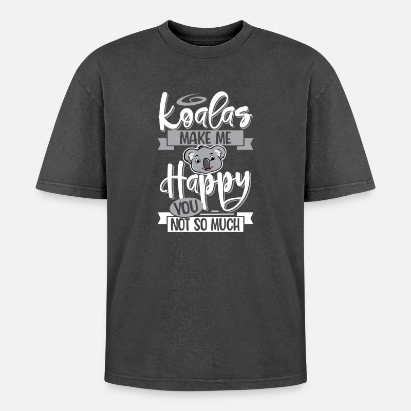 Koala - T-shirt Premium unisexe oversize acid-washed - noir délavé acide