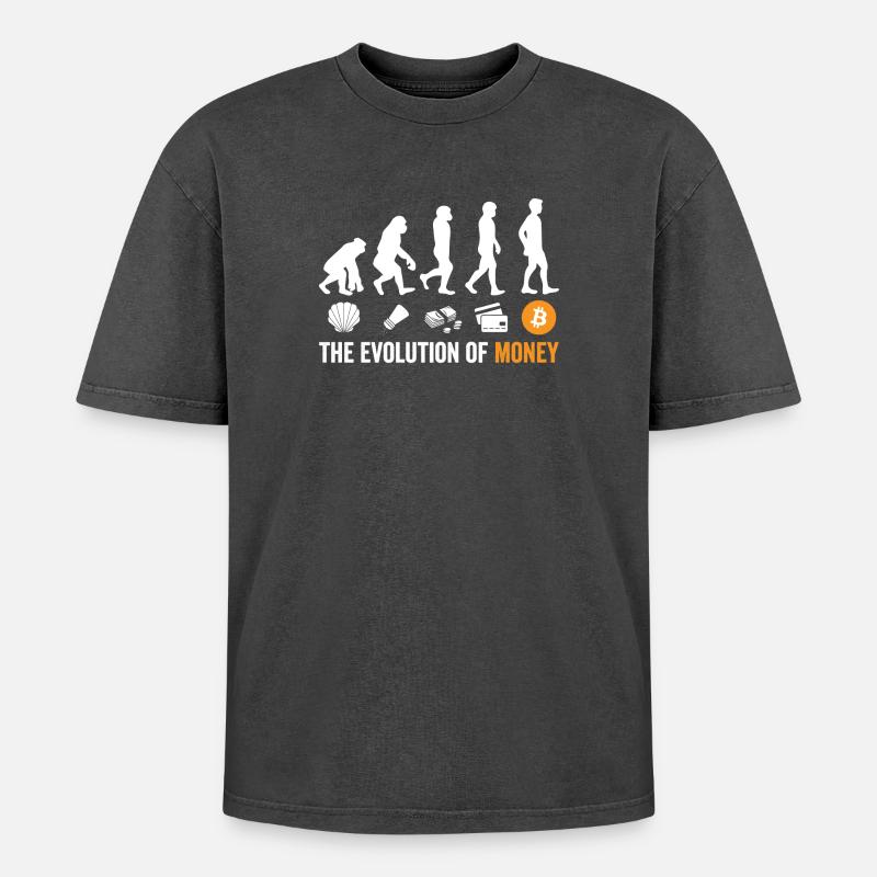 Evolution de l’argent bitcoin - T-shirt Premium unisexe oversize acid-washed - noir délavé acide