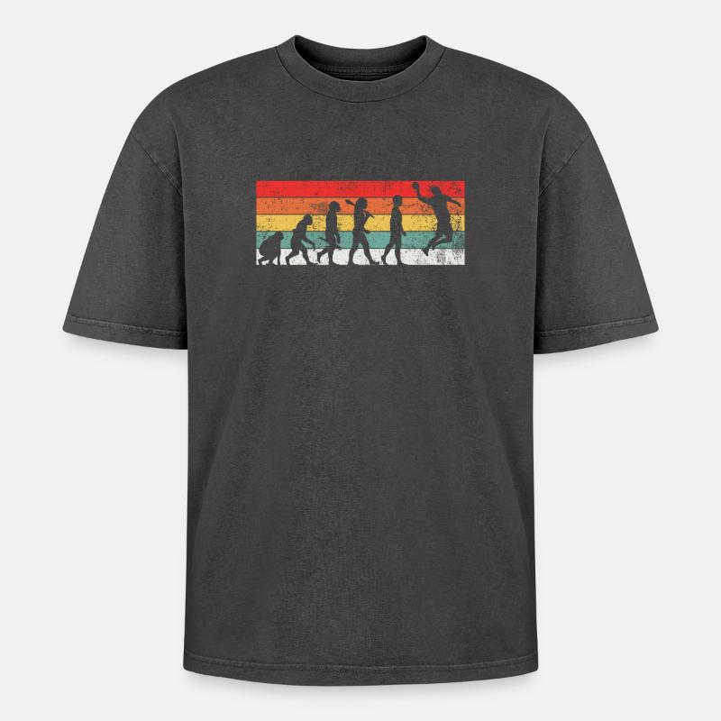 Handballer Handball Evolution - Oversized Unisex Premium Acid-Washed T-Shirt - Schwarz Acid Wash