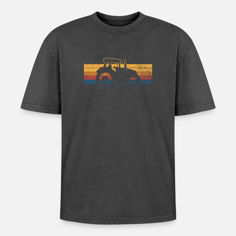 Traktor Bauer - Oversized Unisex Premium Acid-Washed T-Shirt - Schwarz Acid Wash