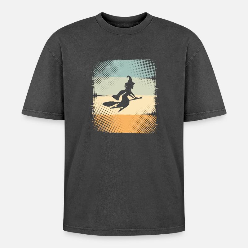 Witch - Oversized Unisex Premium Acid-Washed T-Shirt - acid washed black