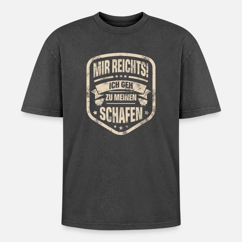 Schaf Schäfer - Oversized Unisex Premium Acid-Washed T-Shirt - Schwarz Acid Wash