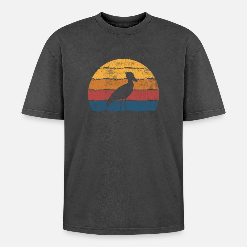 Schuhschnabel Vogel - Oversized Unisex Premium Acid-Washed T-Shirt - Schwarz Acid Wash
