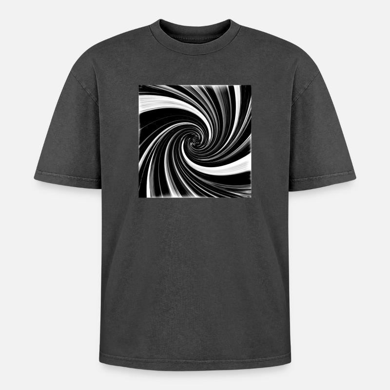 Black and white vortex - Oversized Unisex Premium Acid-Washed T-Shirt - acid washed black