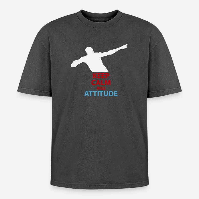 Ruhe und Attitüde Silhouette - Oversized Unisex Premium Acid-Washed T-Shirt - Schwarz Acid Wash