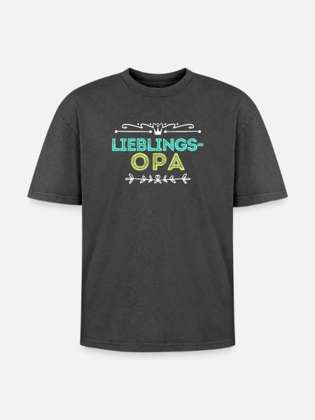 Statement Lieblingsopa Opa Großvater - Oversized Unisex Premium Acid-Washed T-Shirt - Schwarz Acid Wash