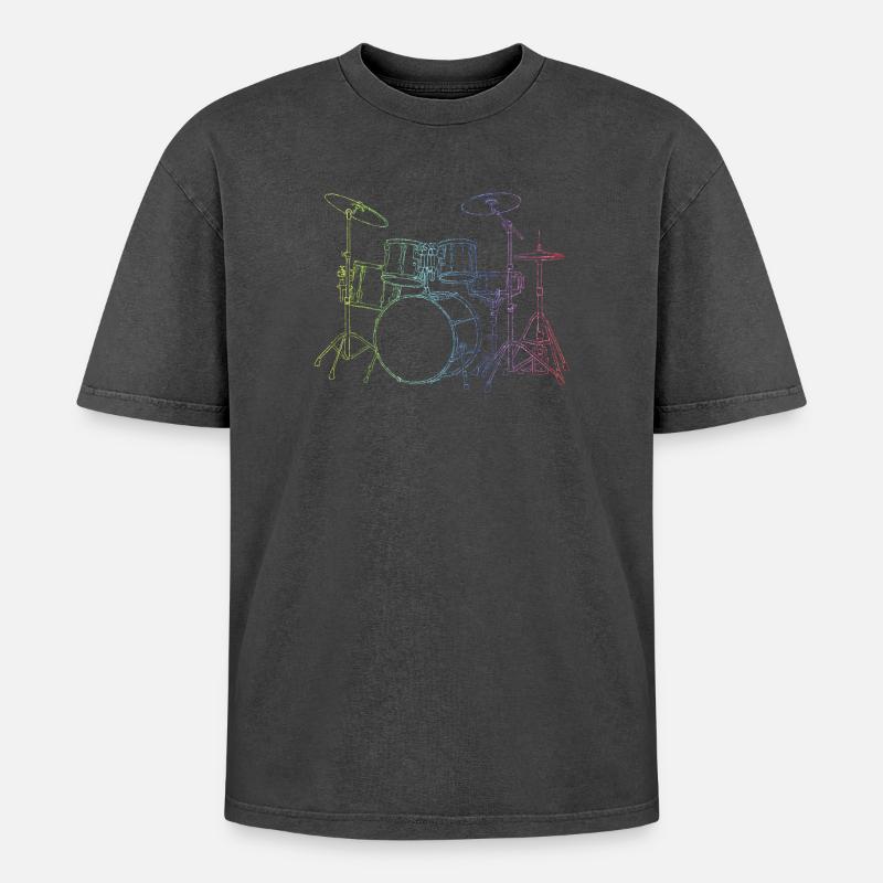 Drumset Sticks Drummer Drums Drummer - Oversized Unisex Premium Acid-Washed T-Shirt - acid washed black