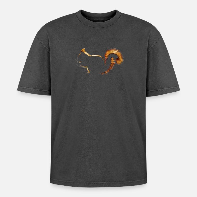 Eichhörnchen - Oversized Unisex Premium Acid-Washed T-Shirt - Schwarz Acid Wash