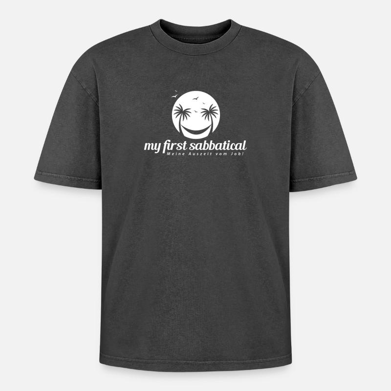 my first sabbatical - Oversized Unisex Premium Acid-Washed T-Shirt - Schwarz Acid Wash