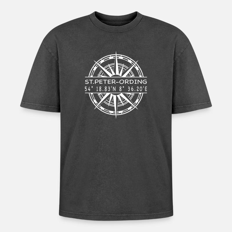 St Peter Ording - Oversized Unisex Premium Acid-Washed T-Shirt - Schwarz Acid Wash