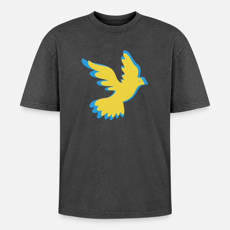 Ukraine Friedenstaube - Oversized Unisex Premium Acid-Washed T-Shirt - Schwarz Acid Wash
