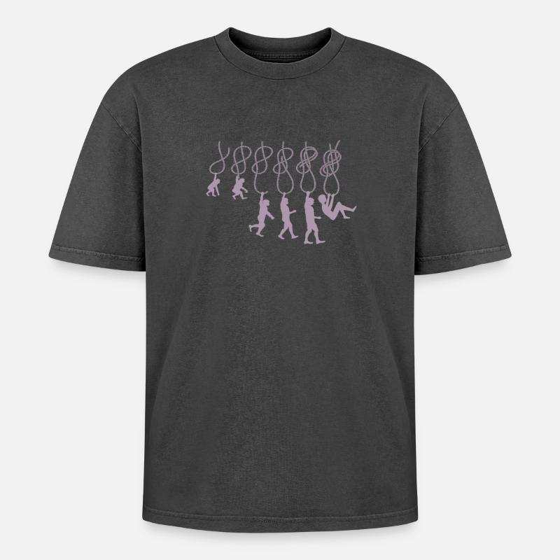 Evolution Climbing Climbing Knot Eighth Knot - Oversized Unisex Premium Acid-Washed T-Shirt - acid washed black