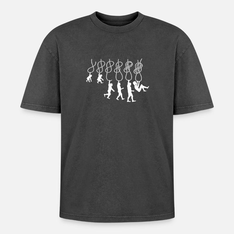 Evolution Klettern Kletterknoten Achter Knoten - Oversized Unisex Premium Acid-Washed T-Shirt - Schwarz Acid Wash