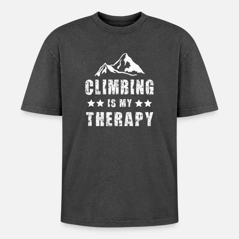 Climbing Climbers - Oversized Unisex Premium Acid-Washed T-Shirt - acid washed black