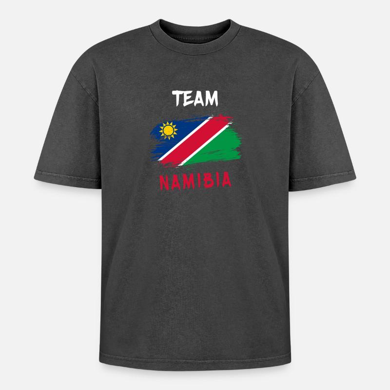 Namibia Flag Design Team - Oversized Unisex Premium Acid-Washed T-Shirt - acid washed black