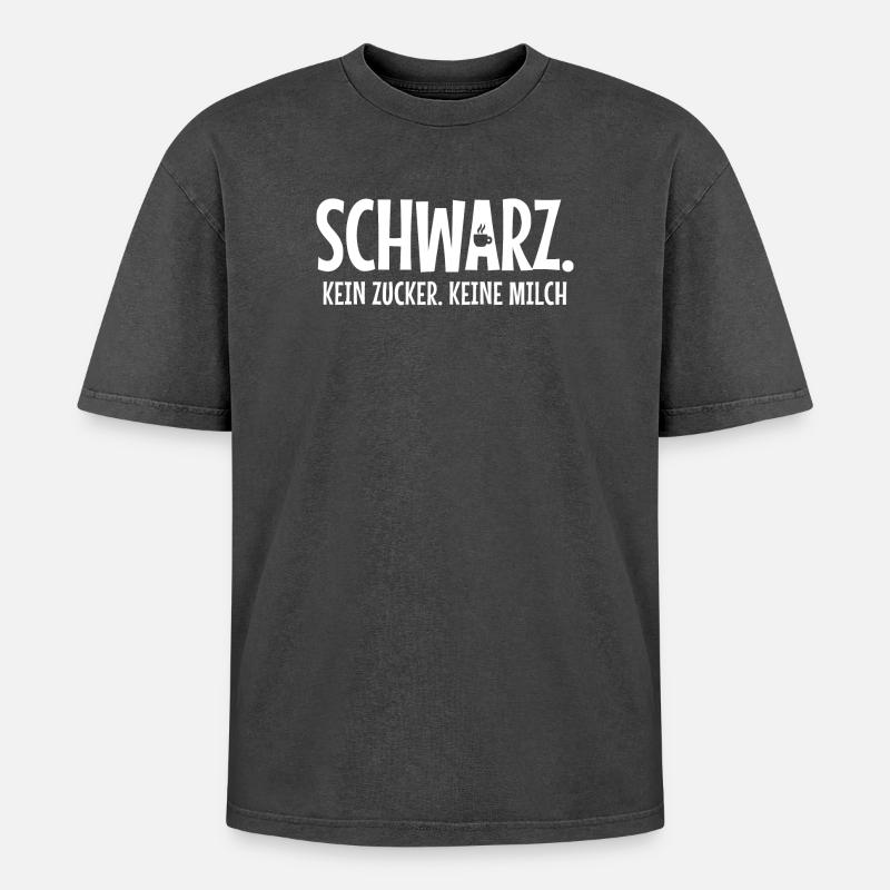 Kaffeetasse Kaffee Kaffeeliebhaber Statement - Oversized Unisex Premium Acid-Washed T-Shirt - Schwarz Acid Wash